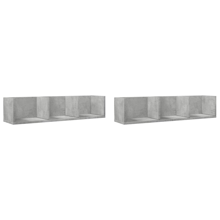 vægskabe 2 stk. 75x18x16,5 cm konstrueret træ betongrå
