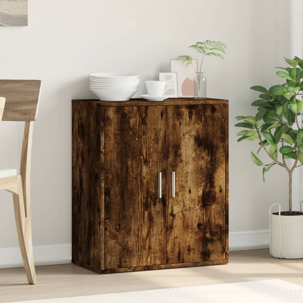 skænk 60x31x70 cm konstrueret træ røget egetræsfarve