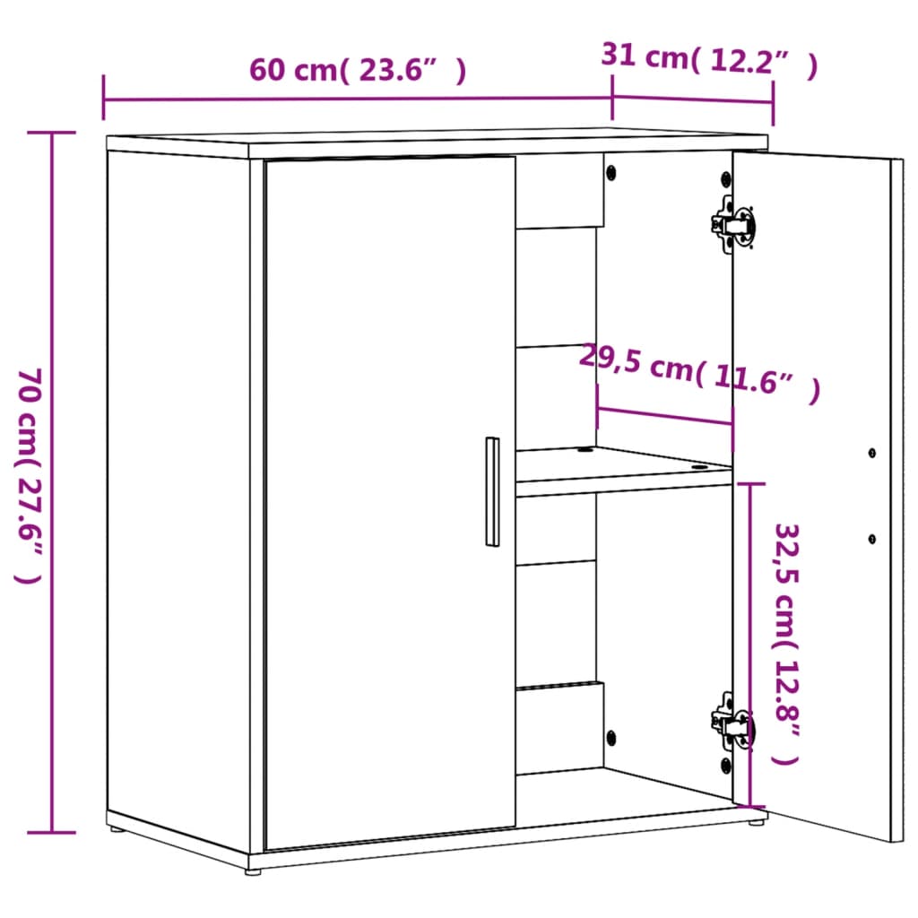 skænk 60x31x70 cm konstrueret træ grå sonoma-eg