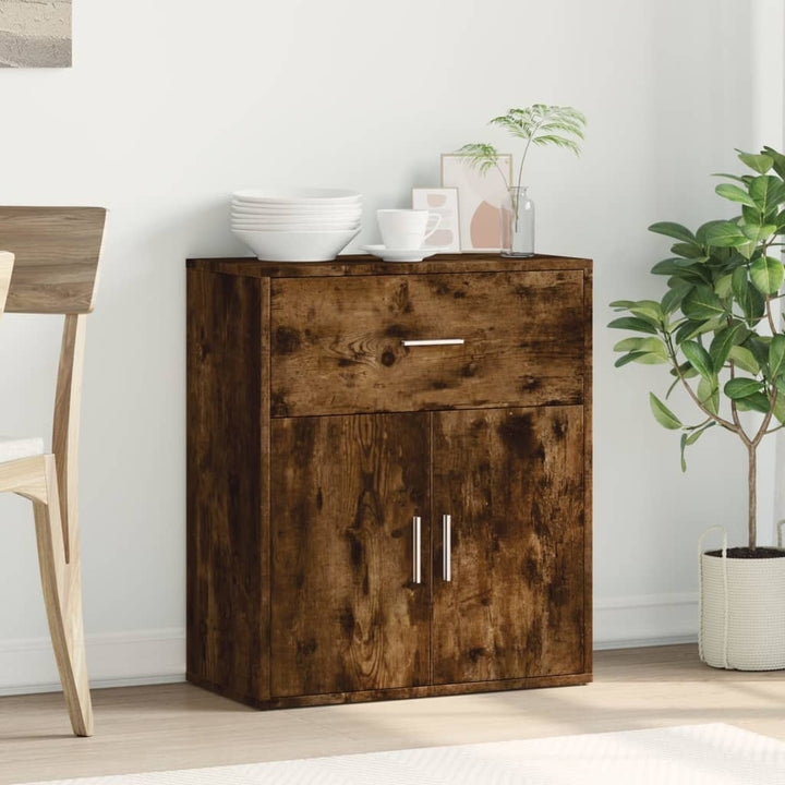 skænk 60x31x70 cm konstrueret træ røget egetræsfarve