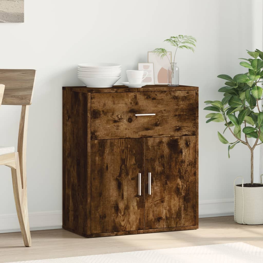 skænk 60x31x70 cm konstrueret træ røget egetræsfarve