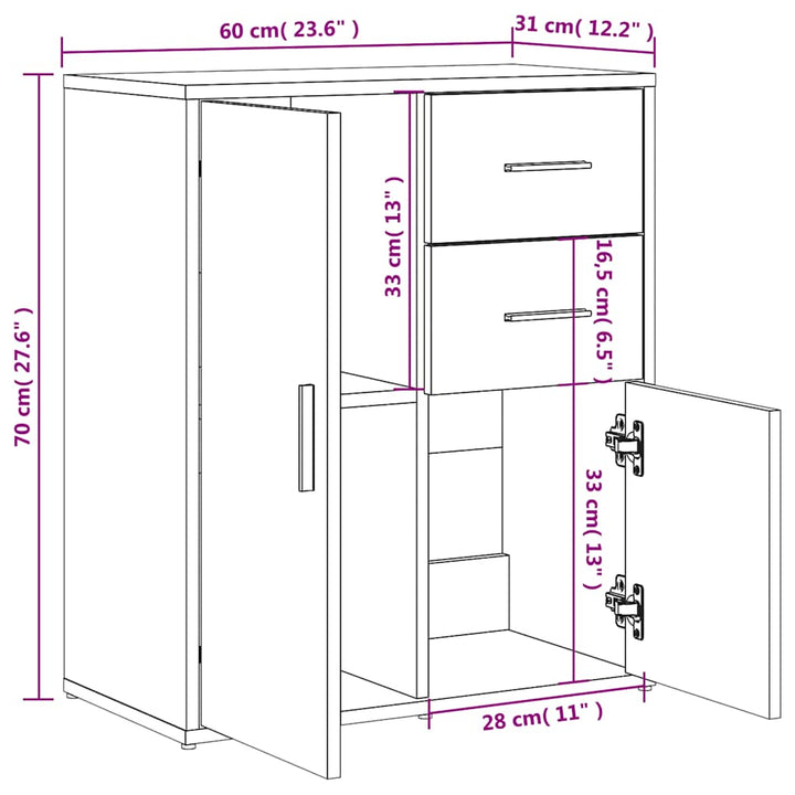 skænk 60x31x70 cm konstrueret træ betongrå
