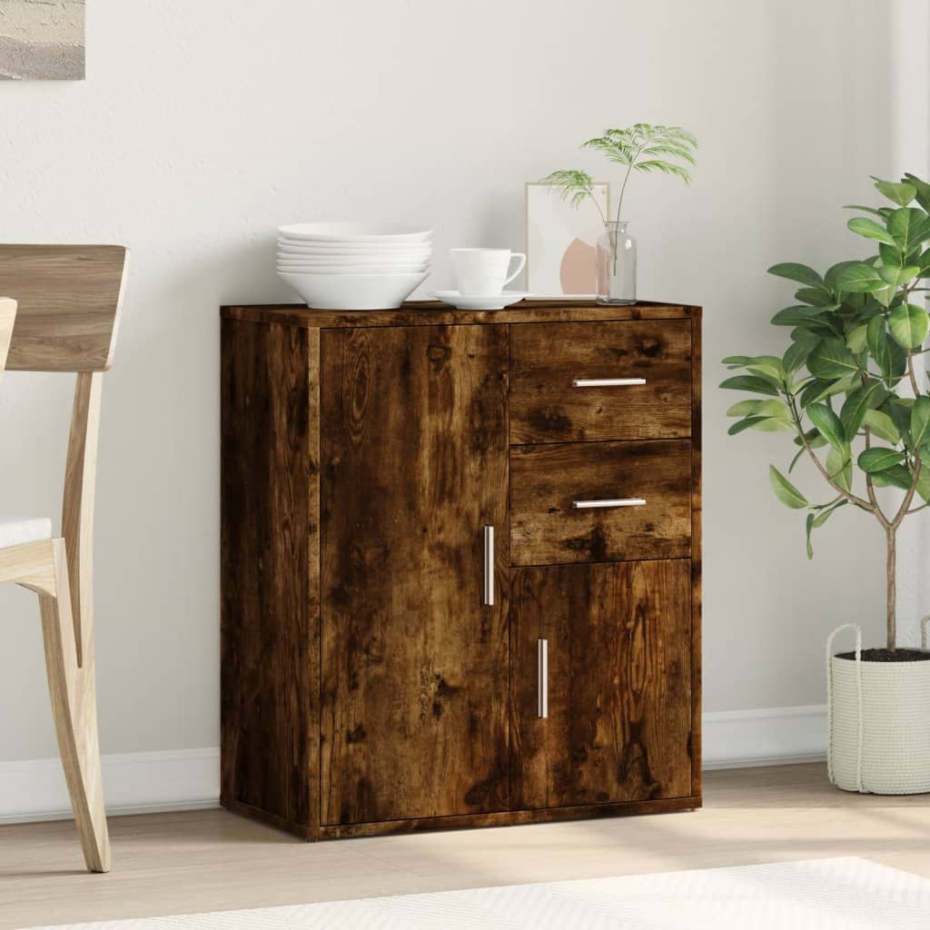 skænk 60x31x70 cm konstrueret træ røget egetræsfarve