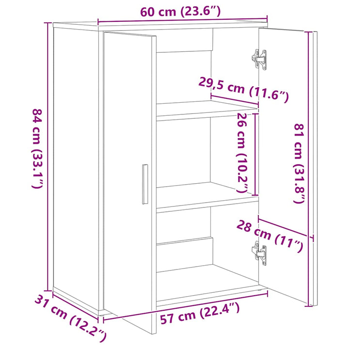 skab 60x31x84 cm konstrueret træ hvid