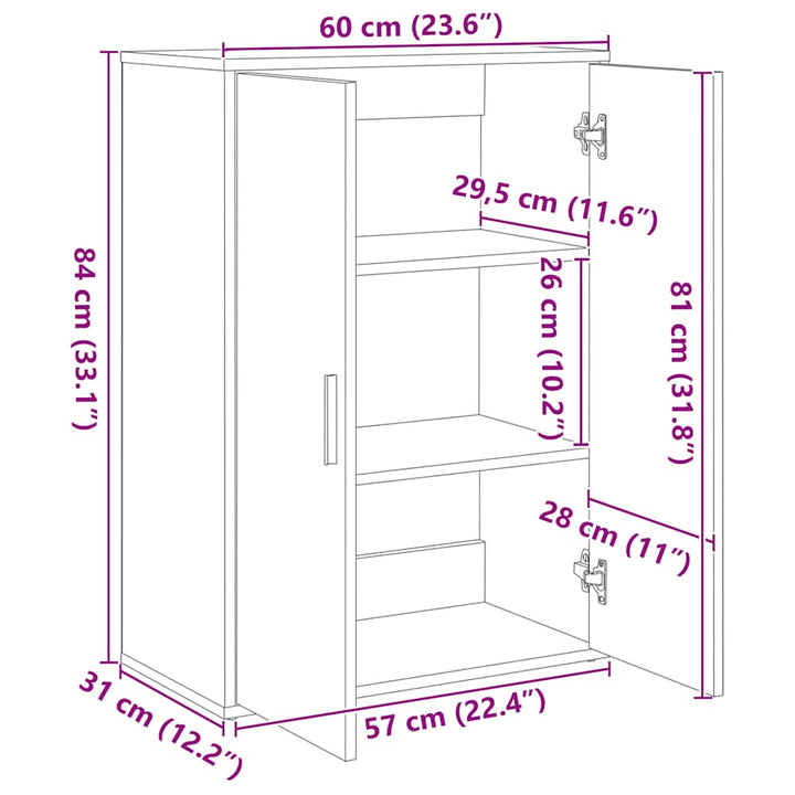 skænk 60x31x84 cm konstrueret træ betongrå