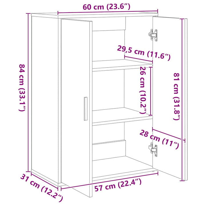 skænk 60x31x84 cm konstrueret træ røget egetræsfarve