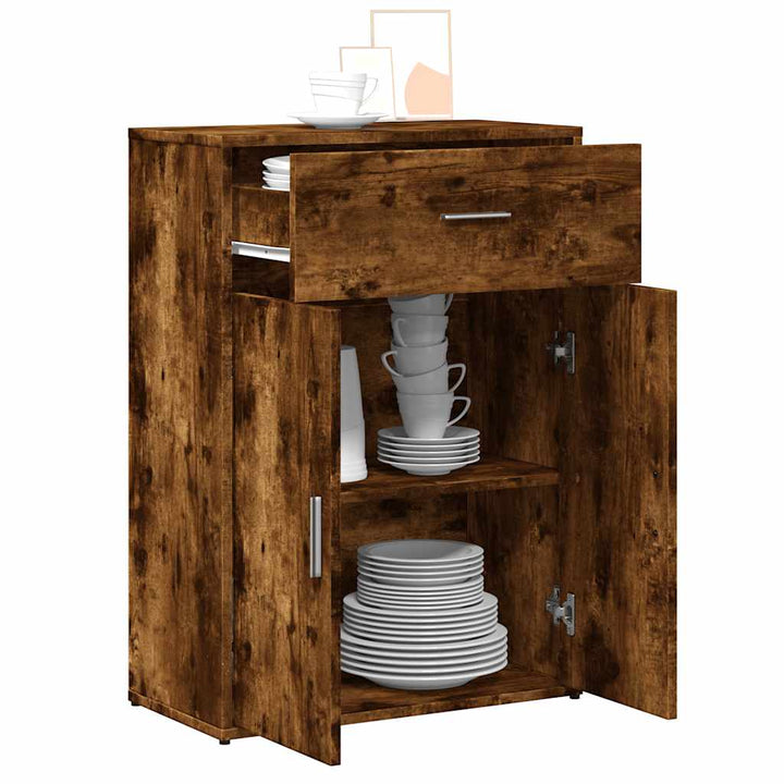 skænk 60x30x84 cm konstrueret træ røget egetræsfarve
