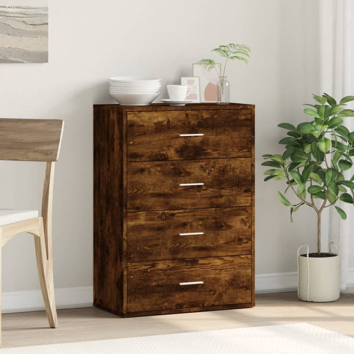 skænk 60x31x84 cm konstrueret træ røget egetræsfarve