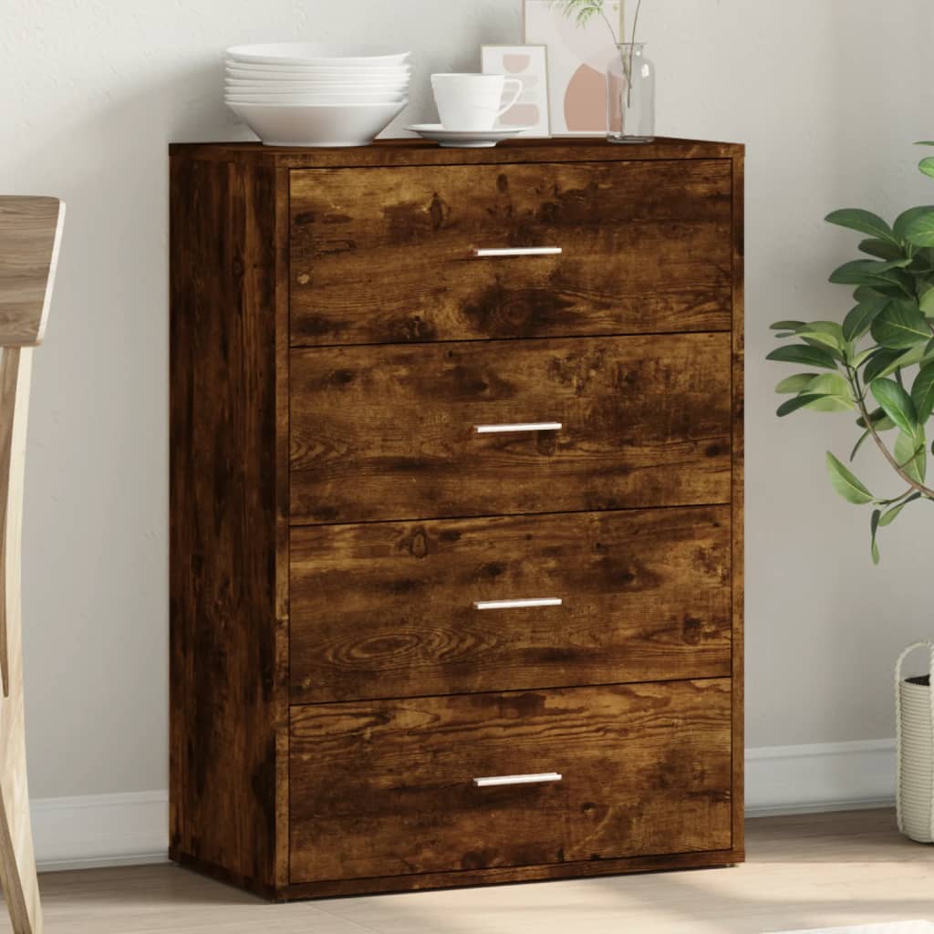 skænk 60x31x84 cm konstrueret træ røget egetræsfarve
