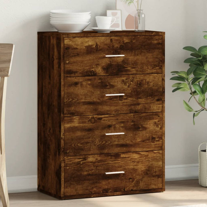 skænk 60x31x84 cm konstrueret træ røget egetræsfarve