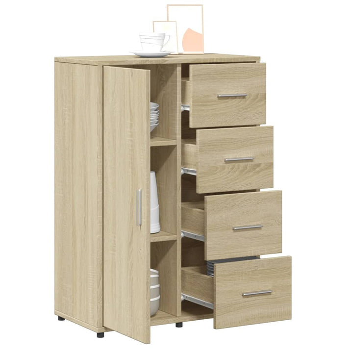 skab 60x31x84 cm konstrueret træ røget egetræsfarve