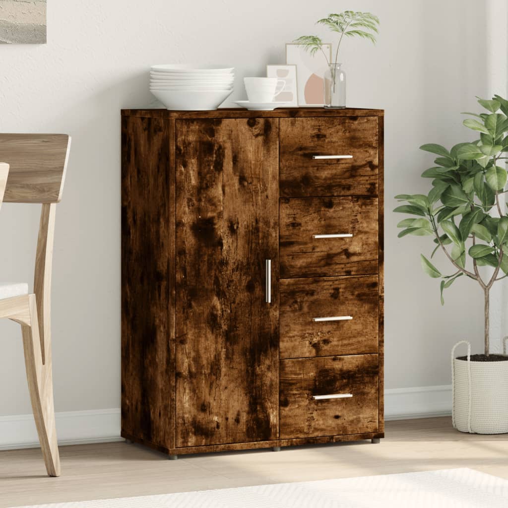 skænk 60x31x84 cm konstrueret træ røget egetræsfarve