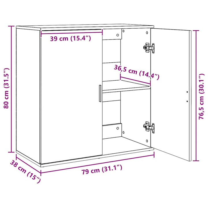 skab 79x38x80 cm konstrueret træ hvid