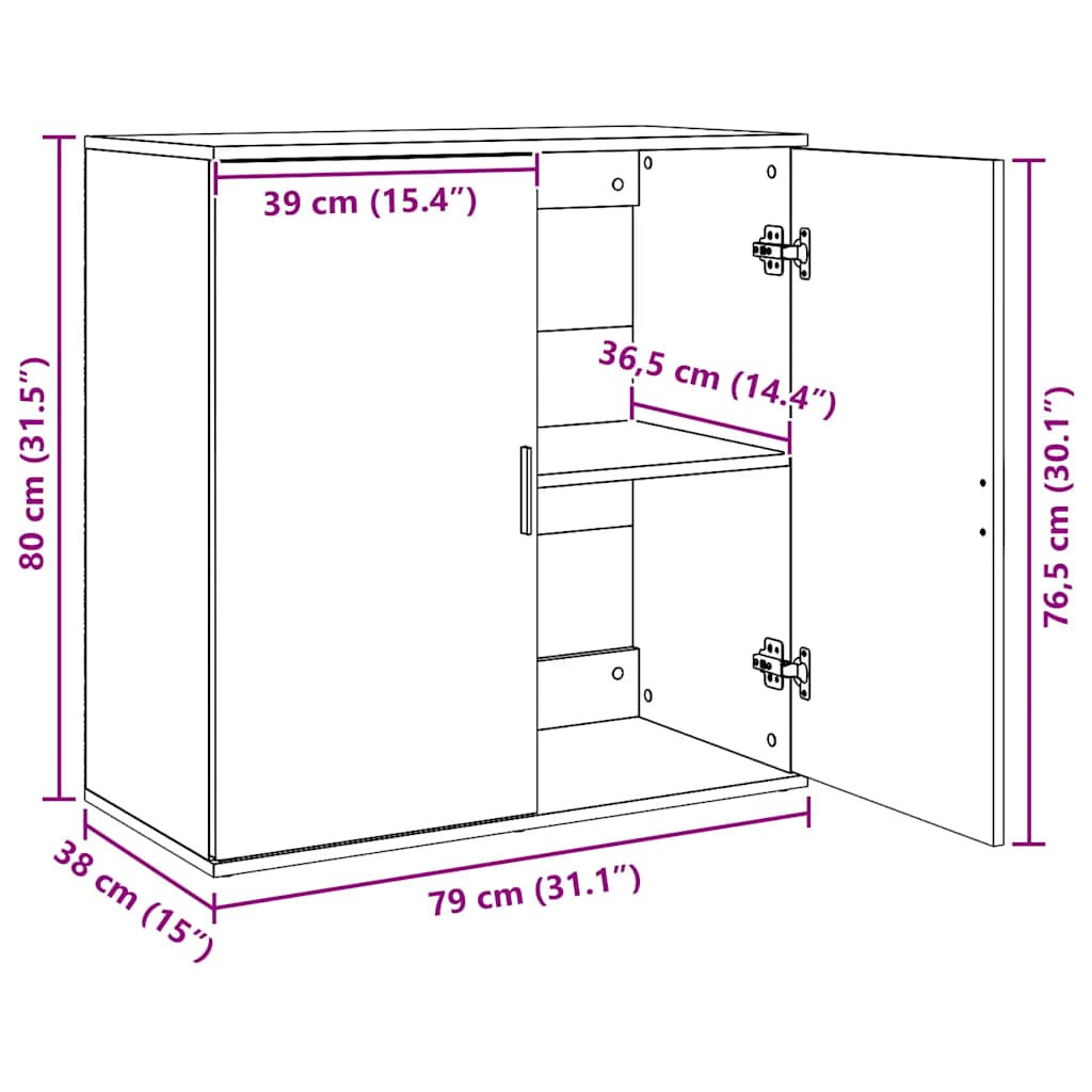 skænk 79x38x80 cm konstrueret træ sonoma-eg