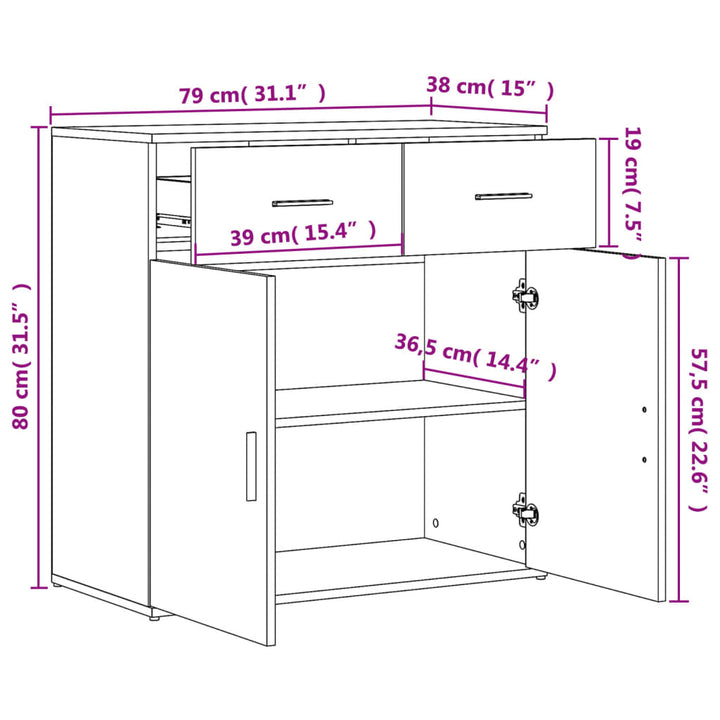 skab 79x38x80 cm konstrueret træ hvid