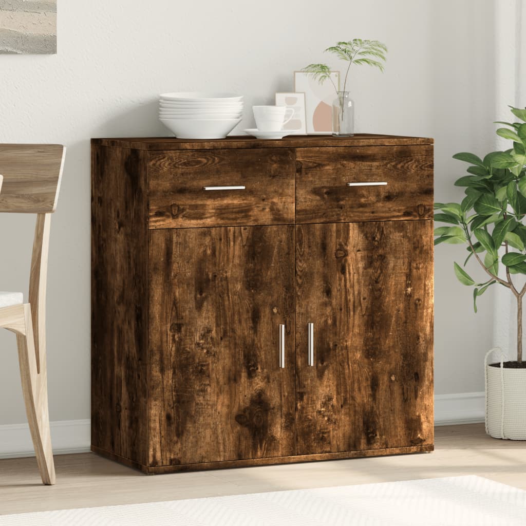 skænk 79x38x80 cm konstrueret træ røget egetræsfarve