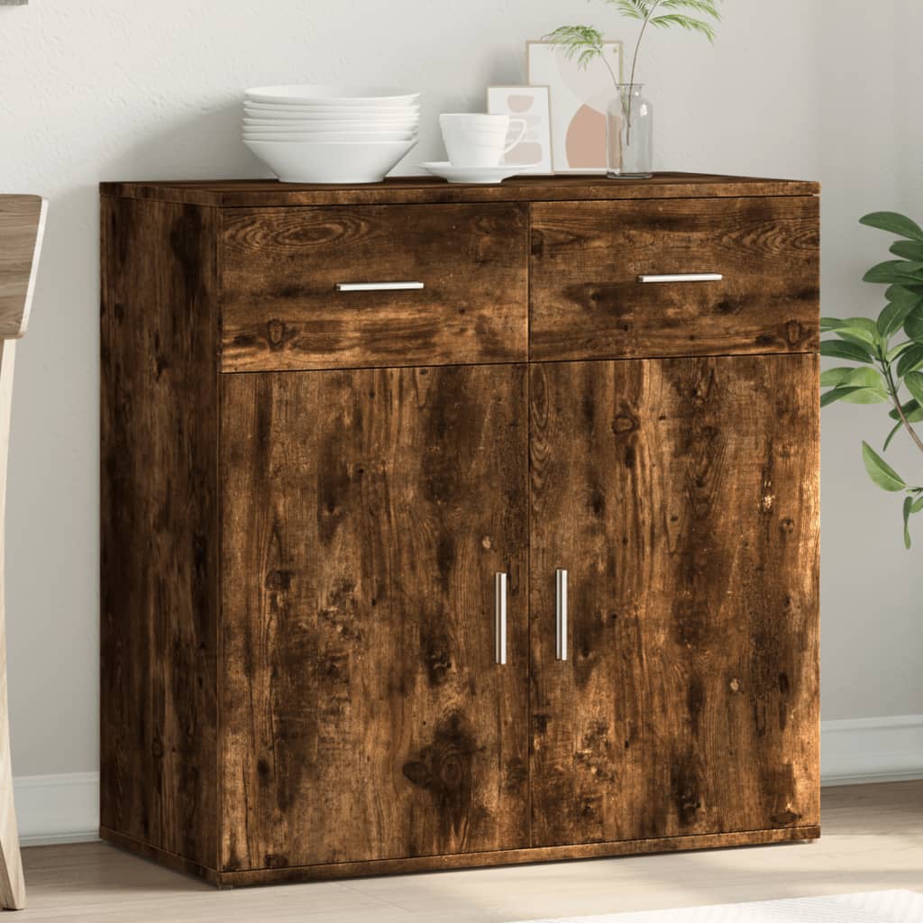 skænk 79x38x80 cm konstrueret træ røget egetræsfarve