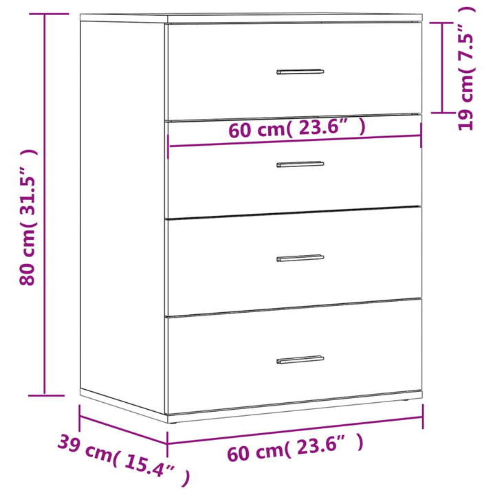 skænk 60x39x80 cm konstrueret træ sonoma-eg