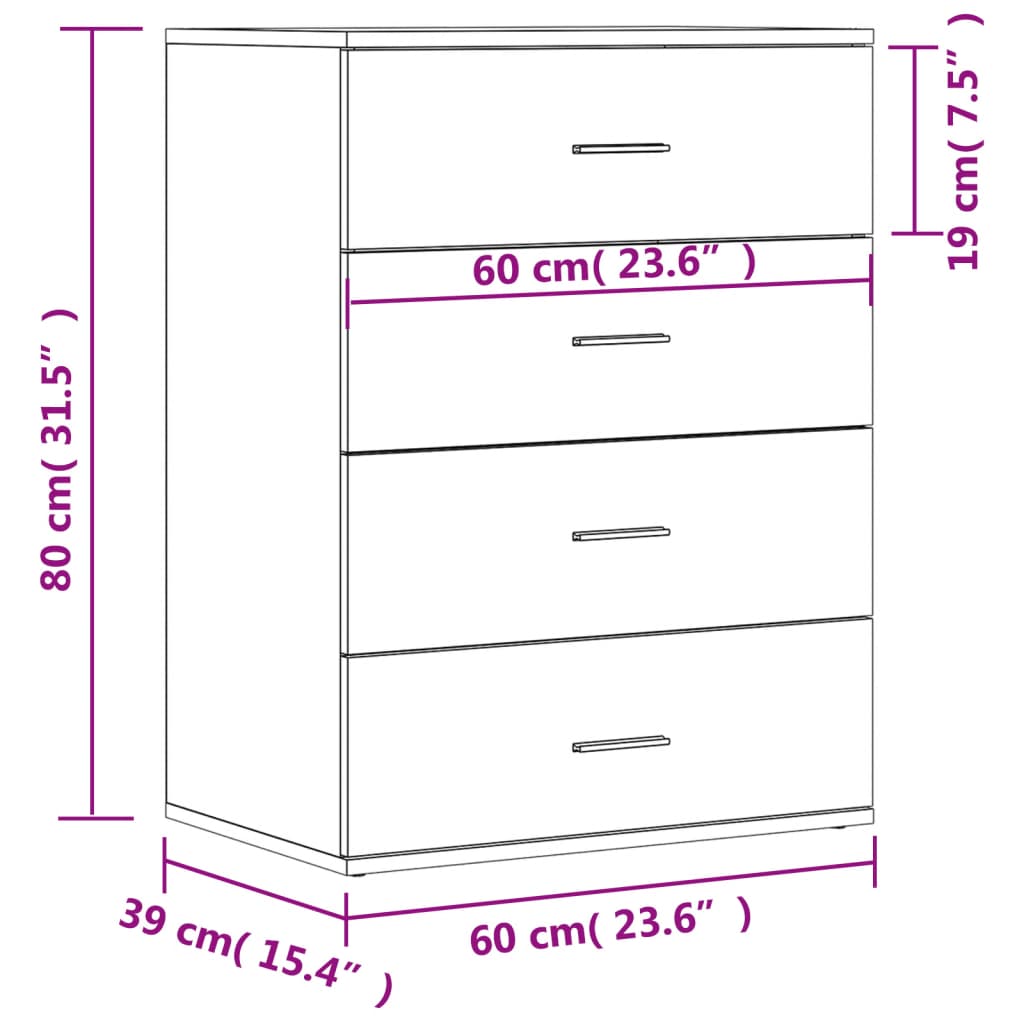 skænk 60x39x80 cm konstrueret træ røget egetræsfarve