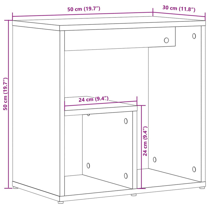 sidebord 2 stk. 50x30x50 cm konstrueret træ sonoma-eg