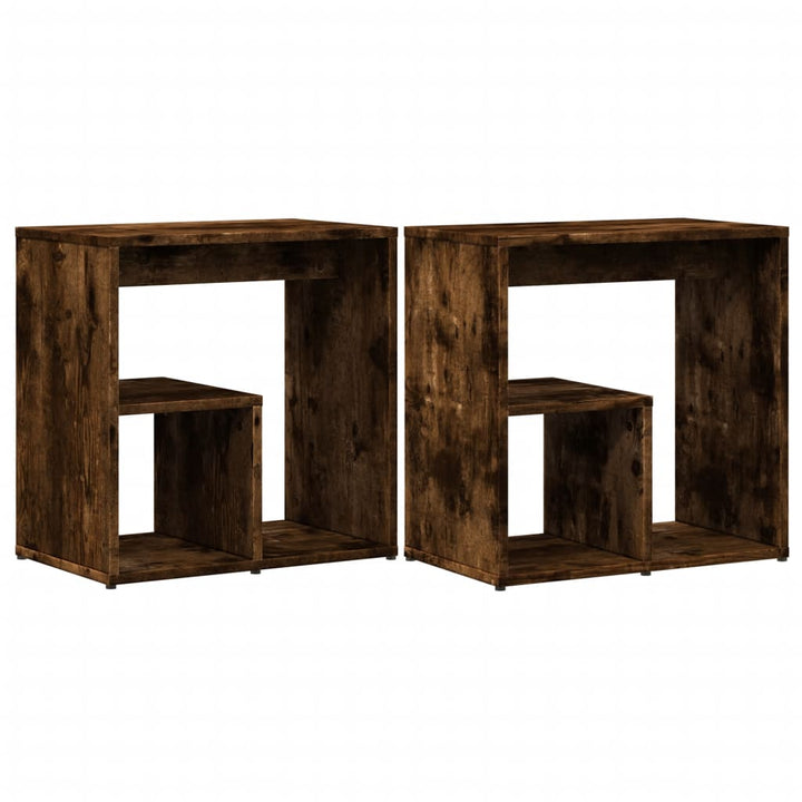 sideborde 2 stk. 50x30x50 cm konstrueret træ røget egetræsfarve