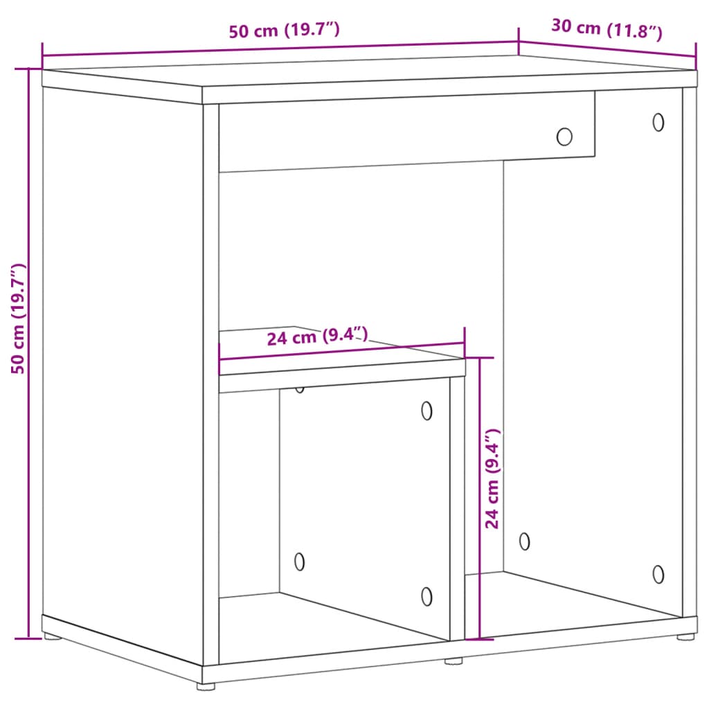 sidebord 2 stk. 50x30x50 cm konstrueret træ grå sonoma-eg