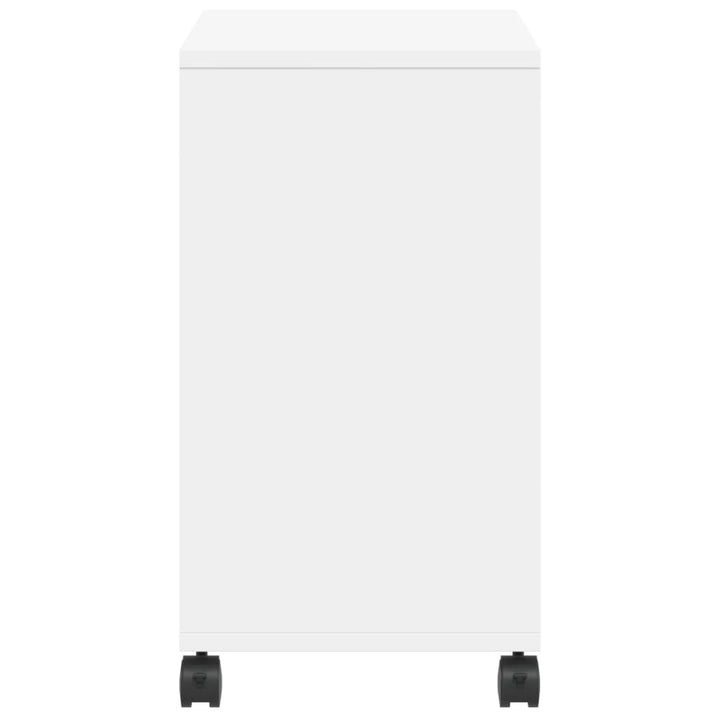 sidebord med hjul 50x30x55 cm konstrueret træ hvid