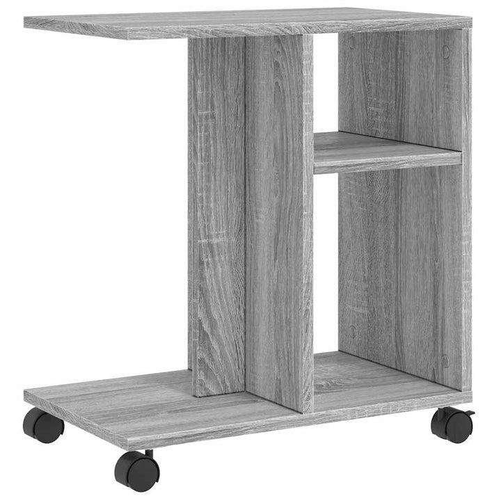 sidebord med hjul 50x30x55 cm konstrueret træ grå sonoma-eg