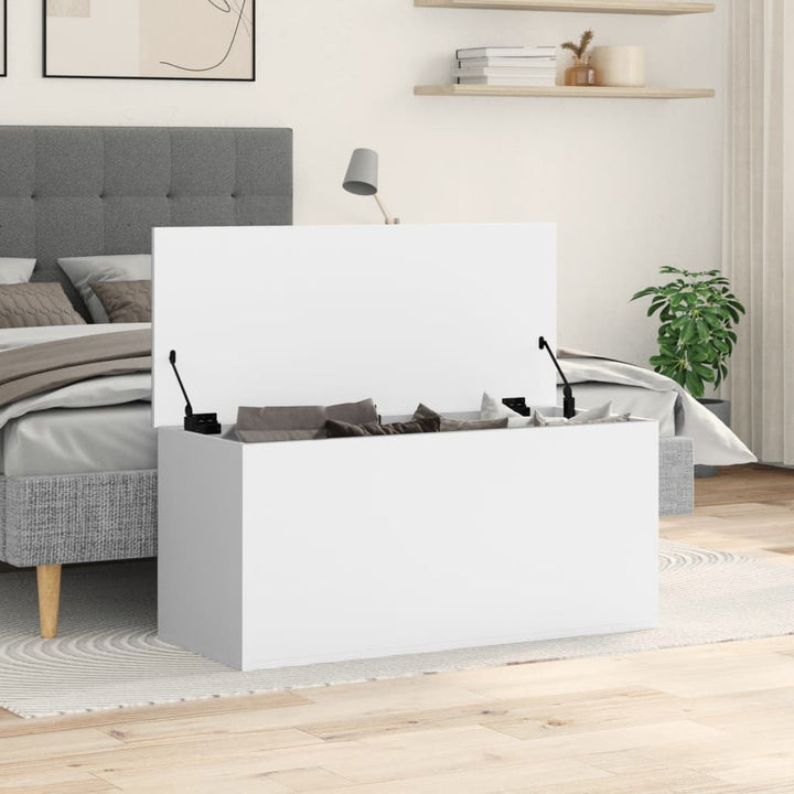 opbevaringsboks 100x42x46 cm konstrueret træ hvid