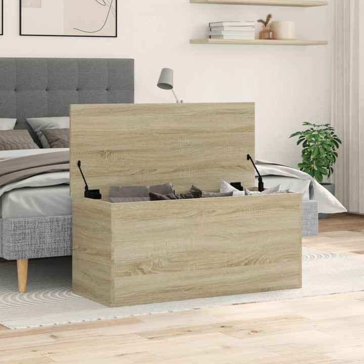 opbevaringsboks 100x42x46 cm konstrueret træ sonoma-eg