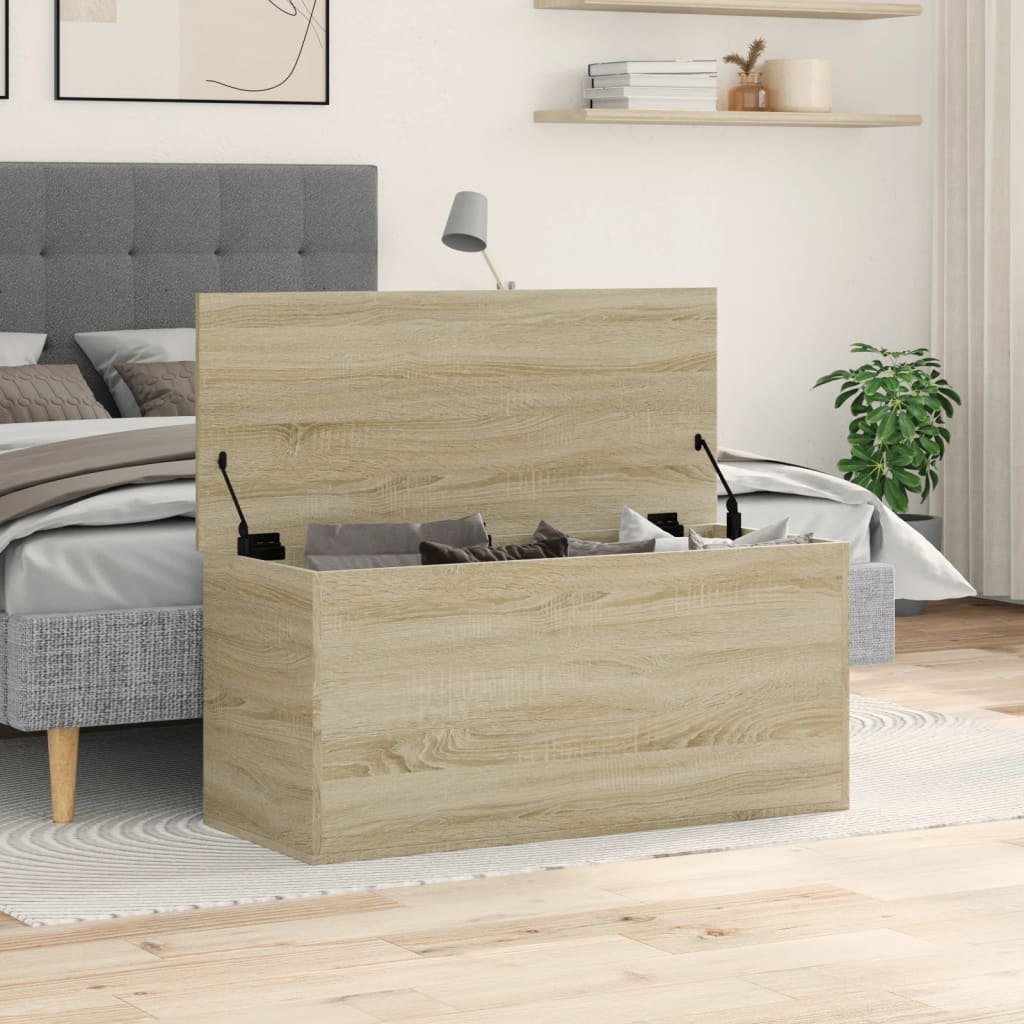 opbevaringsboks 100x42x46 cm konstrueret træ sonoma-eg