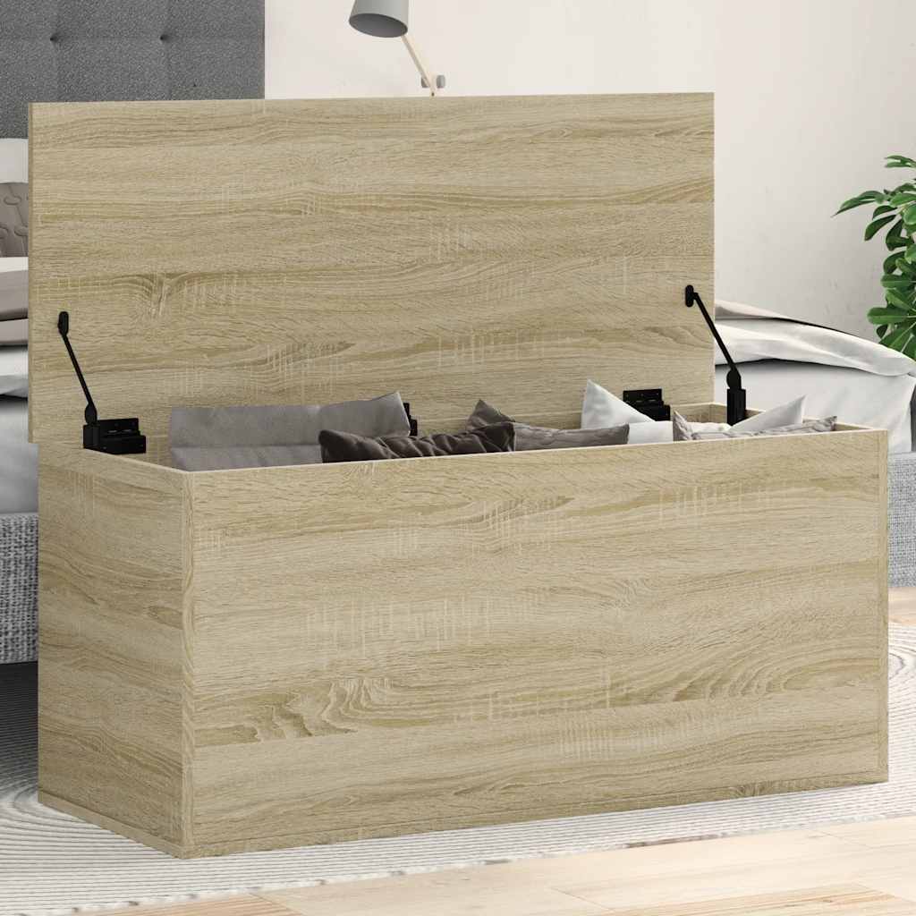 opbevaringsboks 100x42x46 cm konstrueret træ sonoma-eg