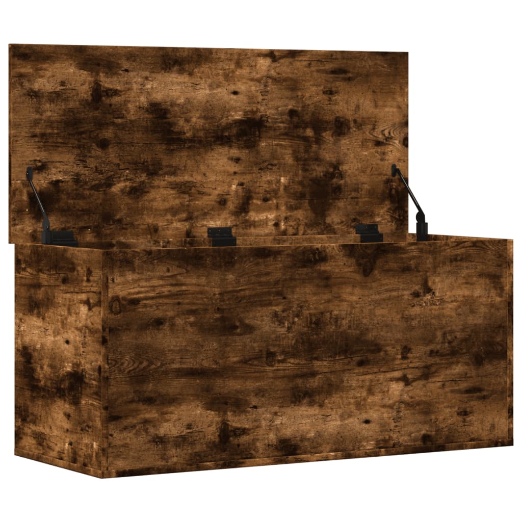 opbevaringsboks 100x42x46 cm konstrueret træ røget egetræsfarve