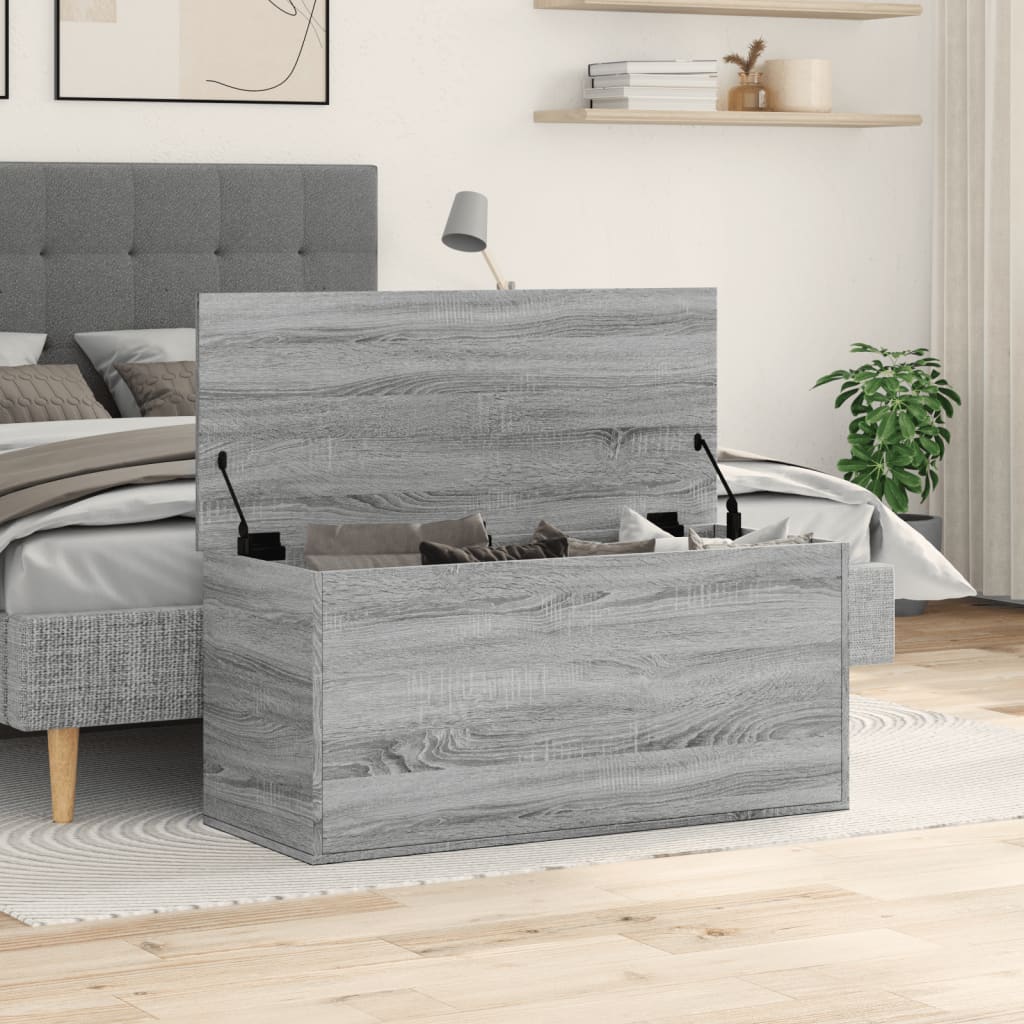 opbevaringsboks 100x42x46 cm konstrueret træ grå sonoma-eg