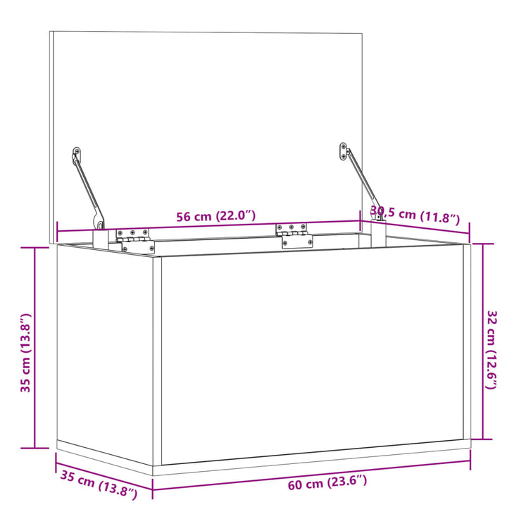 opbevaringsboks 60x35x35 cm konstrueret træ hvid