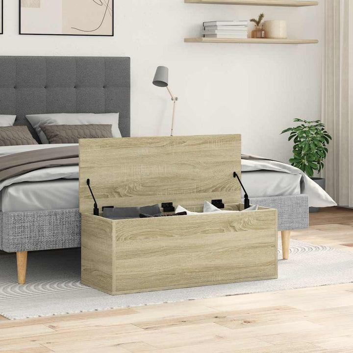 opbevaringsboks 90x35x35 cm konstrueret træ sonoma-eg