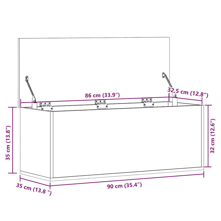 opbevaringsboks 90x35x35 cm konstrueret træ sonoma-eg