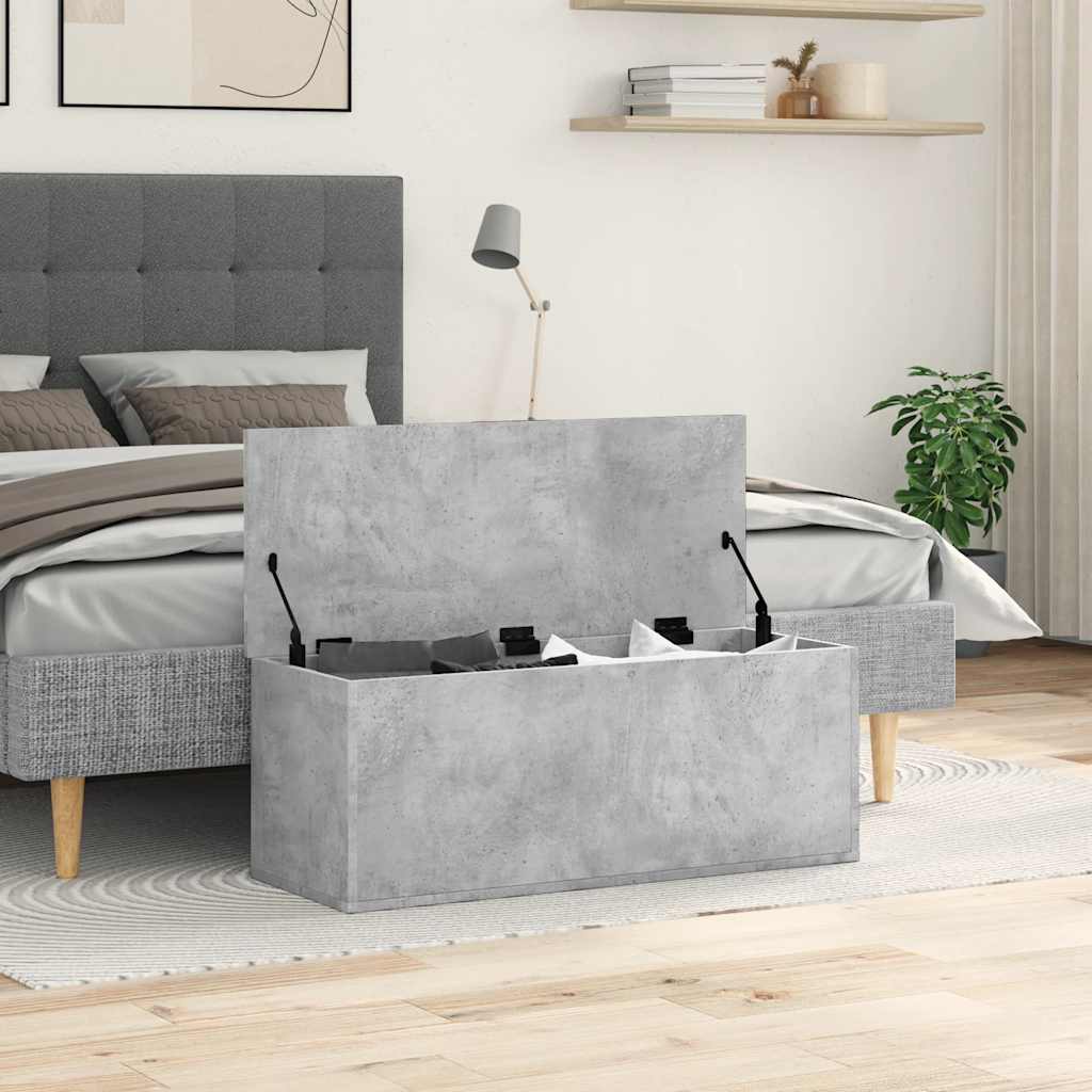 opbevaringsboks 90x35x35 cm konstrueret træ betongrå