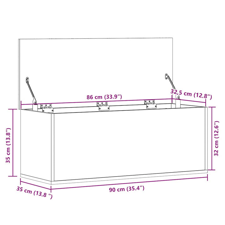 opbevaringsboks 90x35x35 cm konstrueret træ betongrå