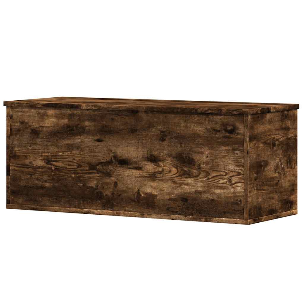 opbevaringsboks 90x35x35 cm konstrueret træ røget egetræsfarve