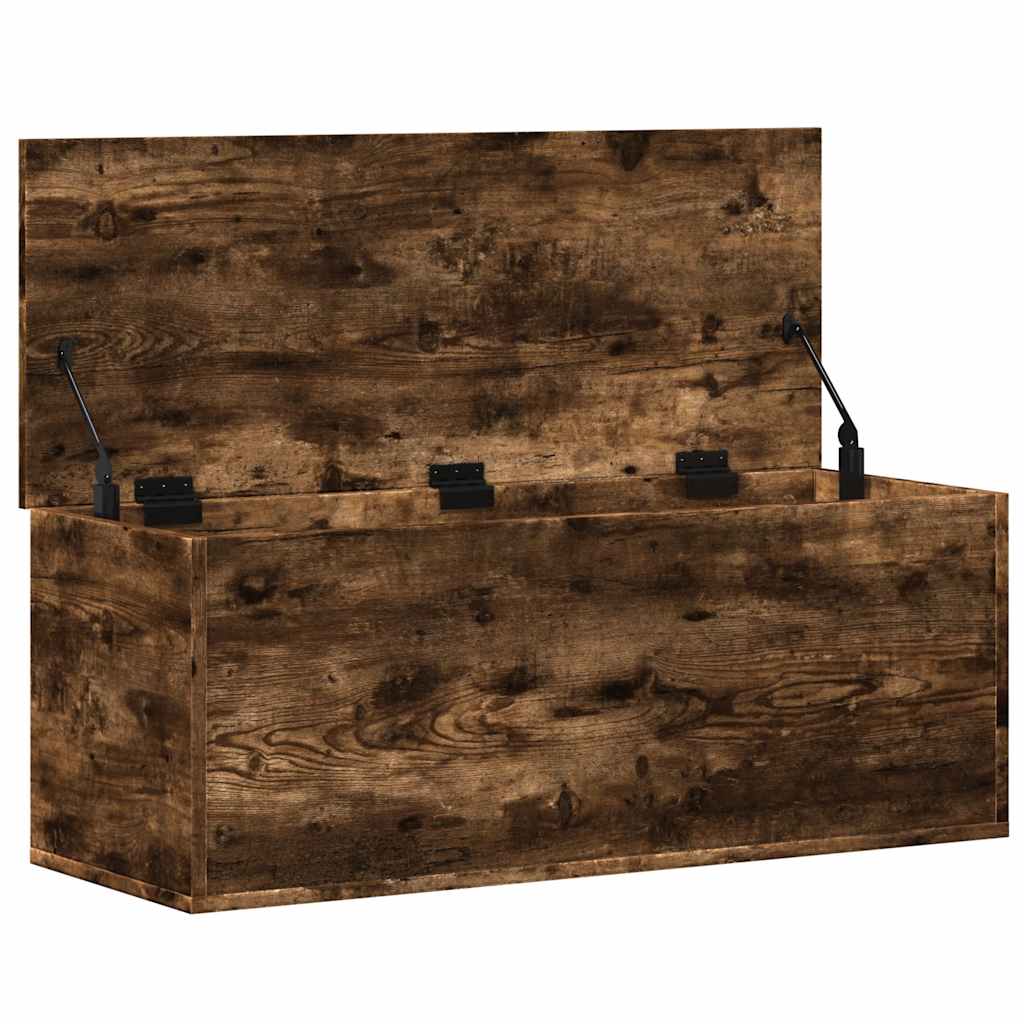 opbevaringsboks 90x35x35 cm konstrueret træ røget egetræsfarve
