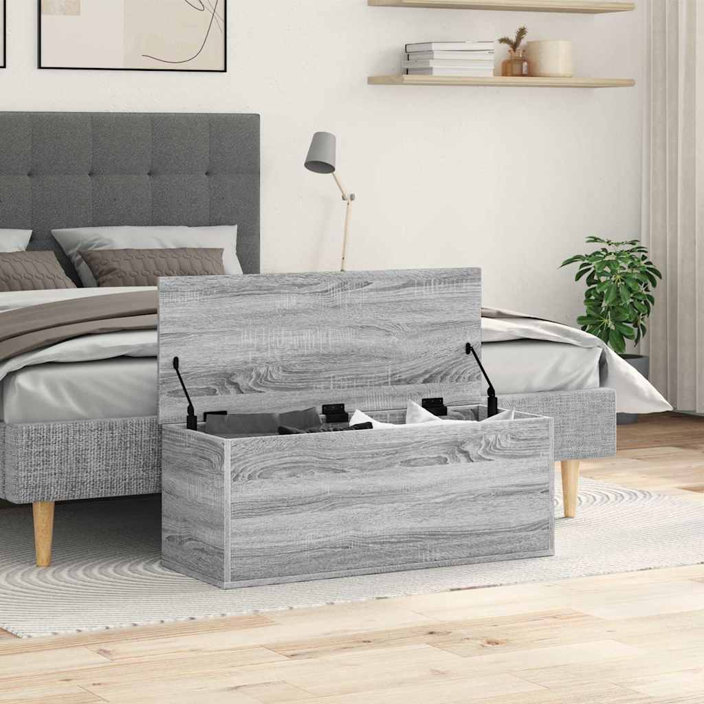 opbevaringsboks 90x35x35 cm konstrueret træ grå sonoma-eg