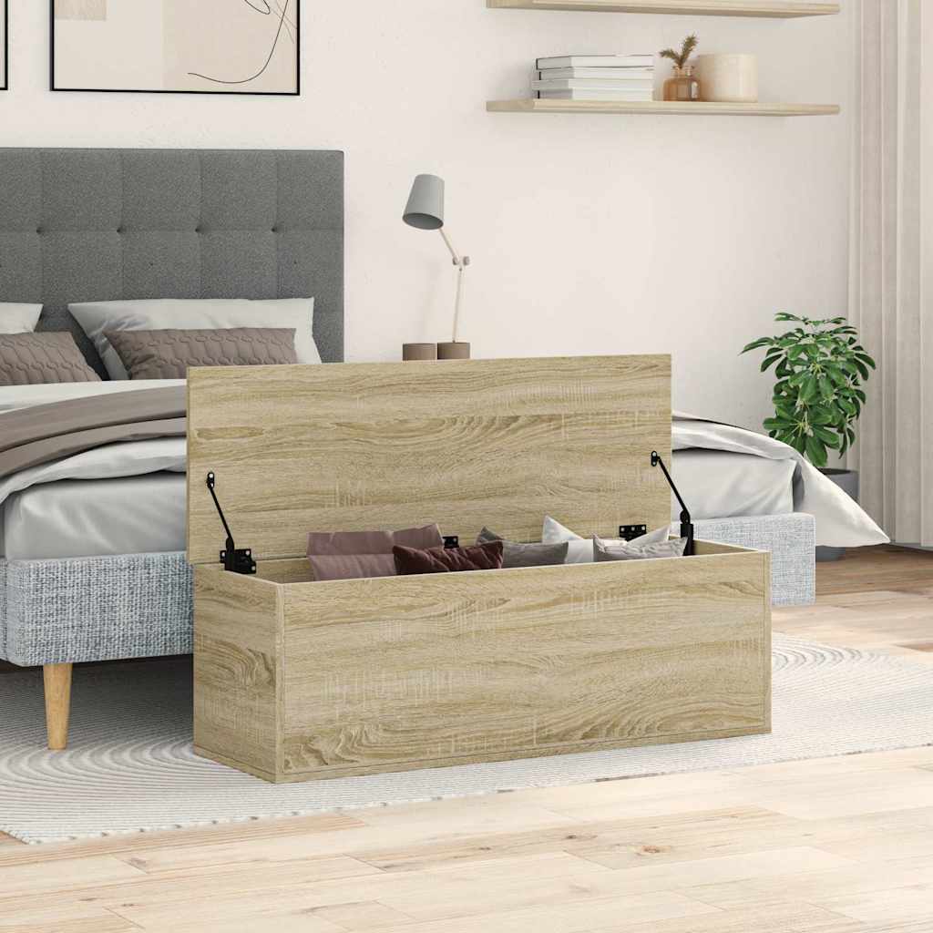 opbevaringsboks 102x35x35 cm konstrueret træ sonoma-eg