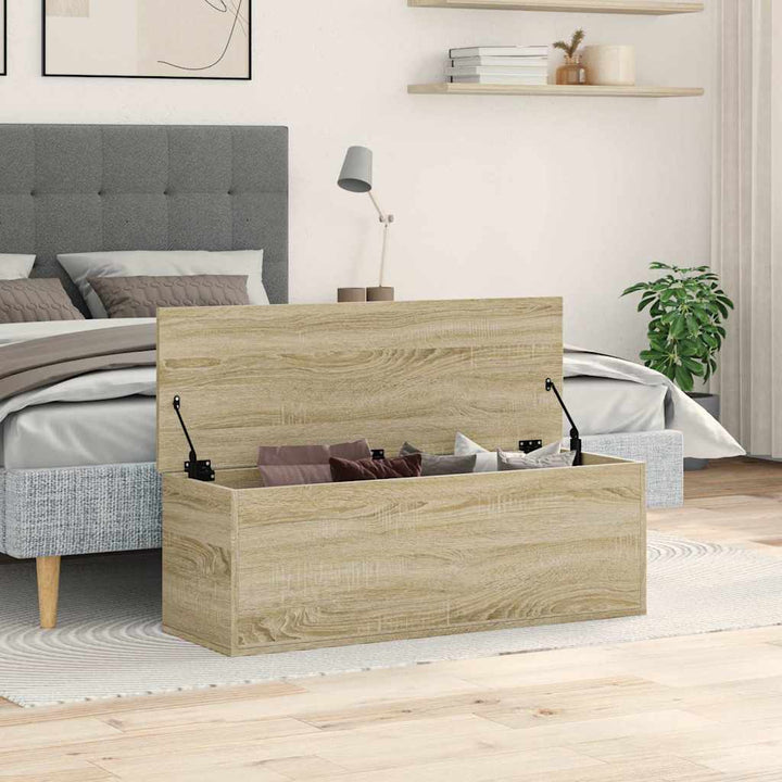 opbevaringsboks 102x35x35 cm konstrueret træ sonoma-eg