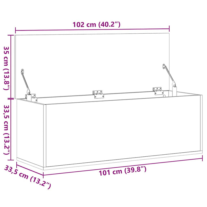 opbevaringsboks 102x35x35 cm konstrueret træ sonoma-eg