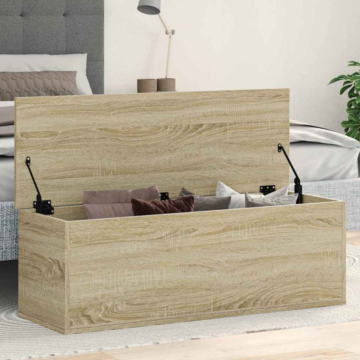 opbevaringsboks 102x35x35 cm konstrueret træ sonoma-eg