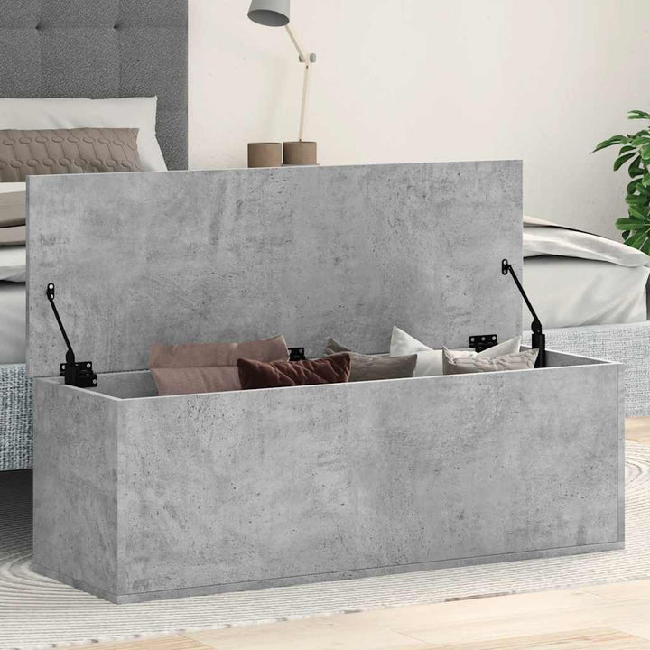 opbevaringsboks 102x35x35 cm konstrueret træ betongrå