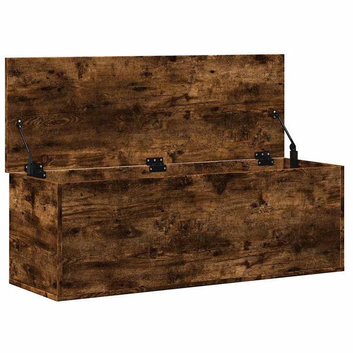opbevaringsboks 102x35x35 cm konstrueret træ røget egetræsfarve