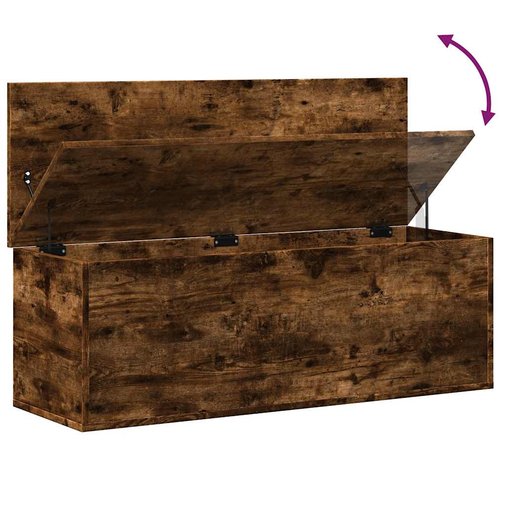 opbevaringsboks 102x35x35 cm konstrueret træ røget egetræsfarve