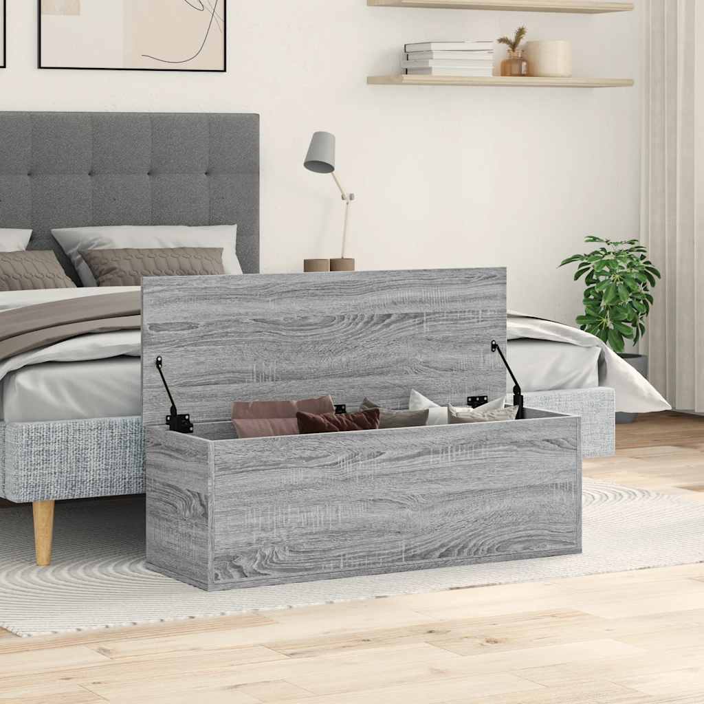 opbevaringsboks 102x35x35 cm konstrueret træ grå sonoma-eg